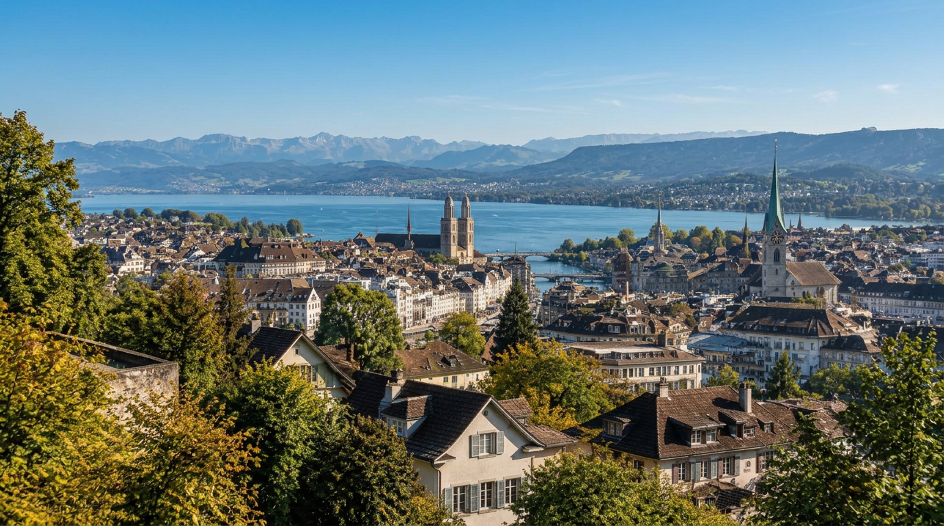 View overlooking Zurich and the lake